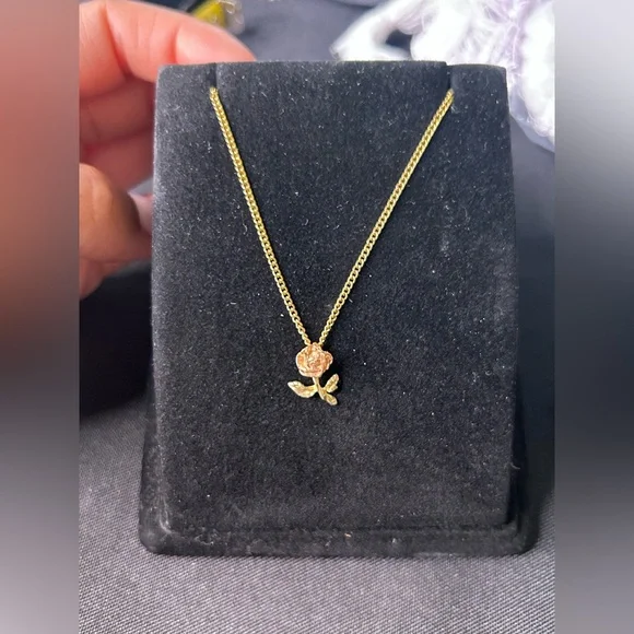 Gold Rose Pendant Necklace - Picture 1 of 8